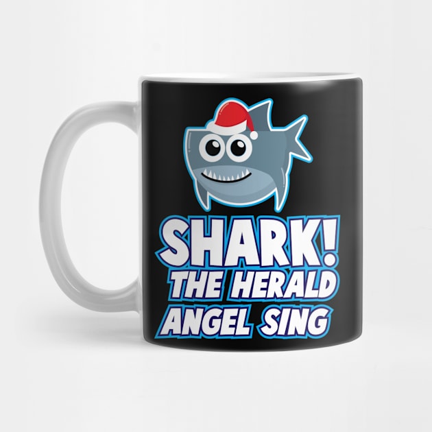 'Shark! The Herald Angels Sing' Funny Christmas Shark by ourwackyhome